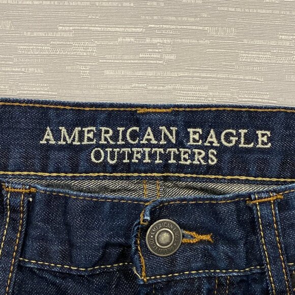 American Eagle Jeans Mens 34 x 32 Bootcut Dark Wash 100% Cotton Denim - Picture 10 of 12